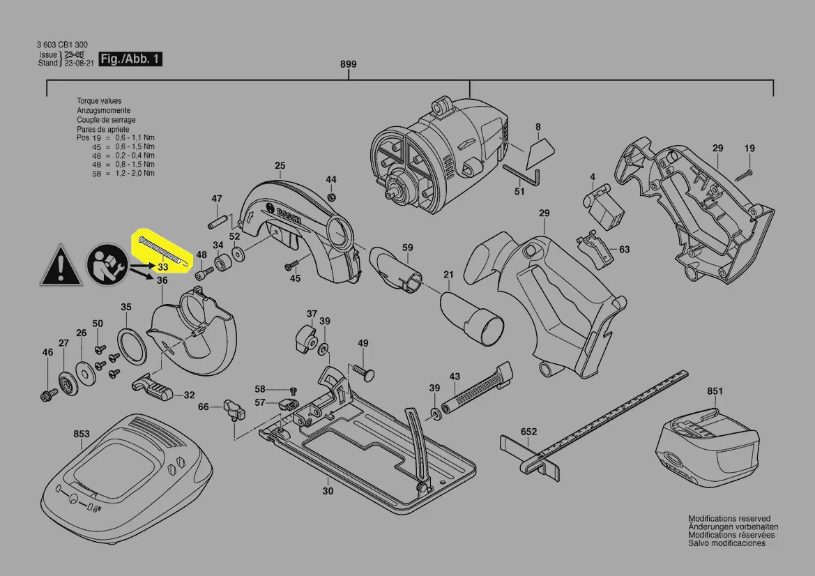 ressort rappel capot scie circulaire réf. 1 619 X04 082